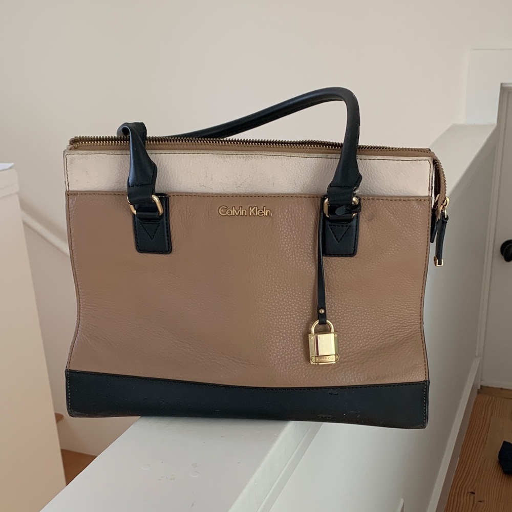 Calvin Klein Beige and Black Tote